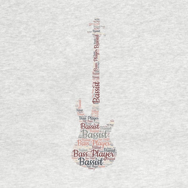 Bass Guitar Silhouette Word Cloud for Bassist Bass Player by jodotodesign